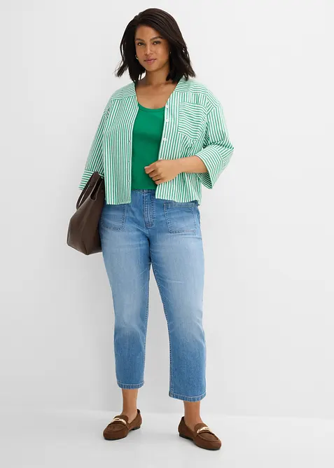 Jeans cropped slim fit, vita alta, bonprix