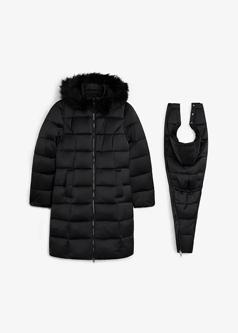 Giubbotto pr&eacute;maman 3 in 1 con inserto babywearing e guarnizione in ecopelliccia rimovibile, bonprix
