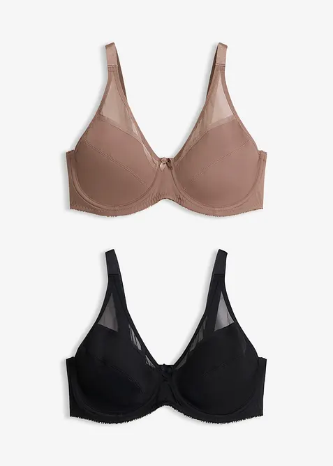 Reggiseno con ferretto e mesh (pacco da 2), bonprix