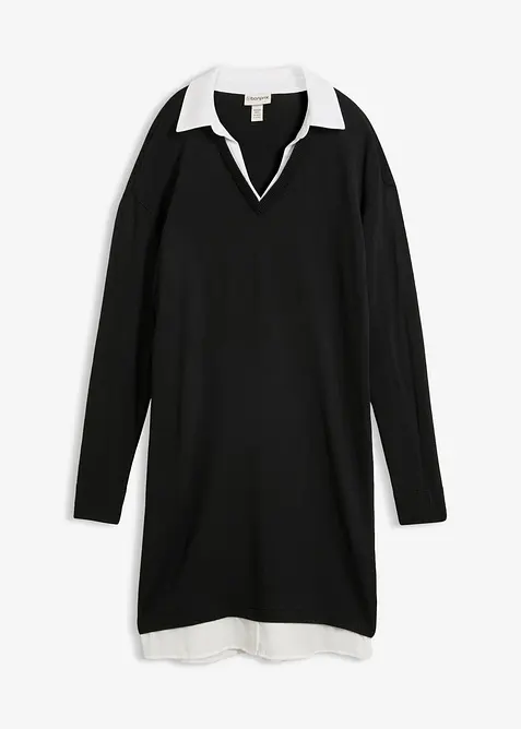 Abito in maglia con inserto di camicia, bonprix