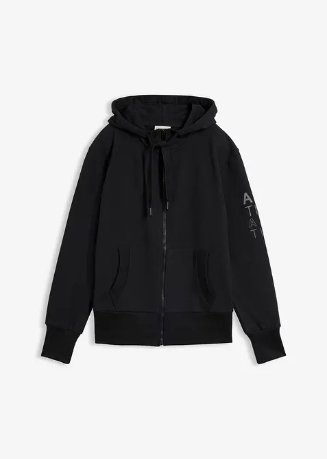 Felpa morbida in misto cotone pesante con zip e cappuccio, bonprix