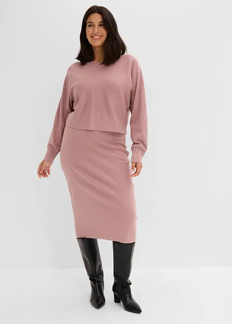 Abito in maglia e maglione abbinato (set 2 pezzi), bonprix