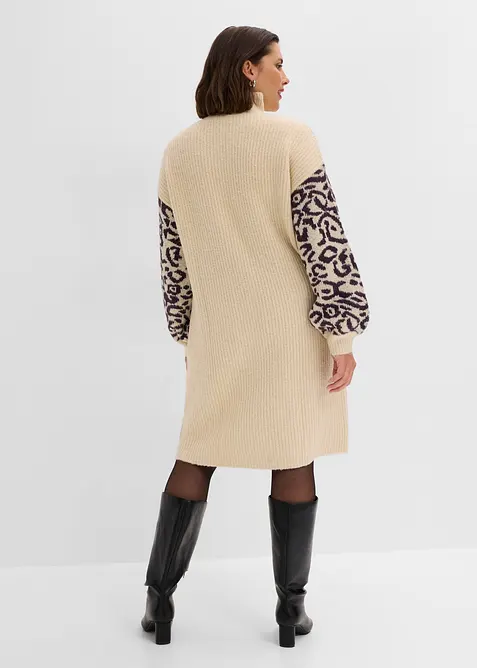 Abito in maglia oversize con fantasia leopardata, bonprix