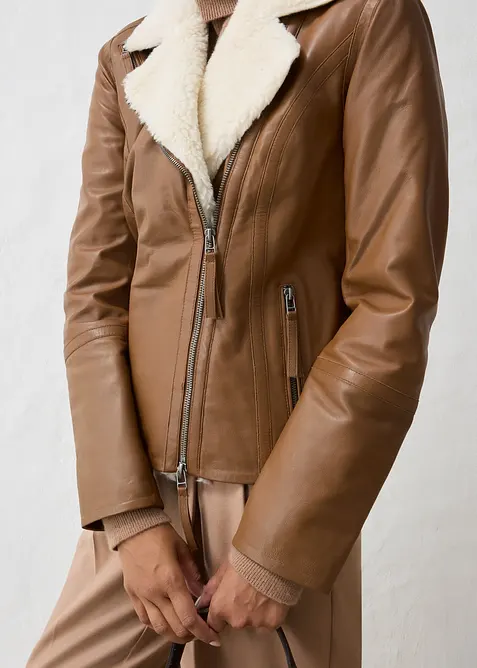 Giacca biker in nappa d'agnello, bonprix