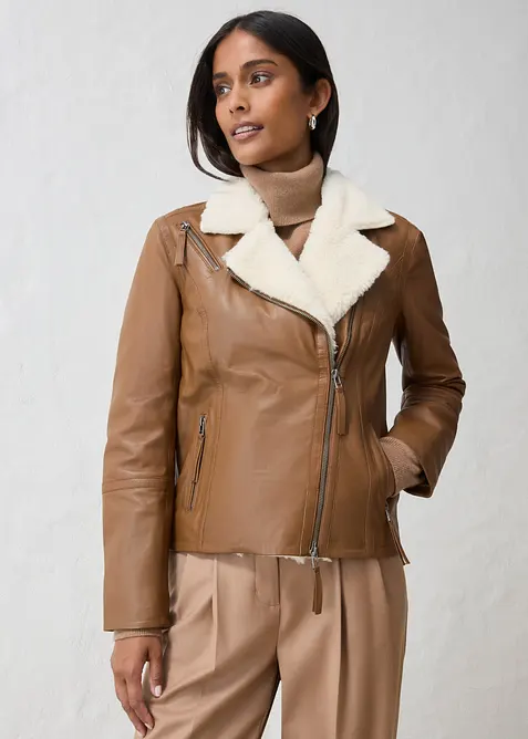 Giacca biker in nappa d'agnello, bonprix