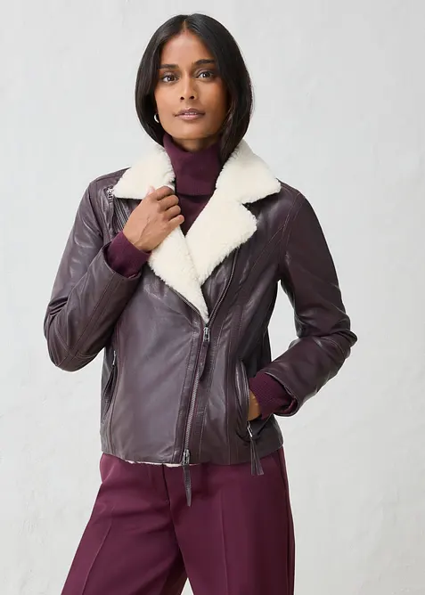 Giacca biker in nappa d'agnello, bonprix
