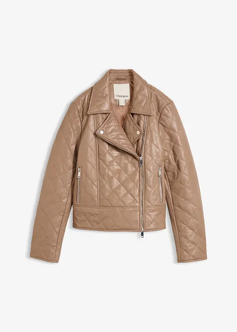 Giacca biker in nappa d'agnello tarpuntata, bonprix