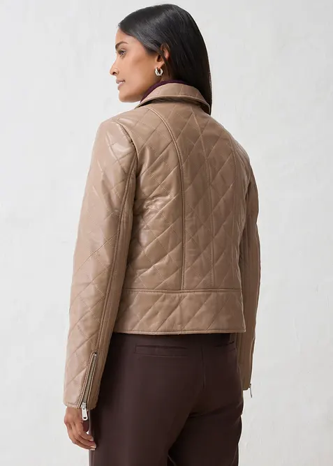 Giacca biker in nappa d'agnello tarpuntata, bonprix