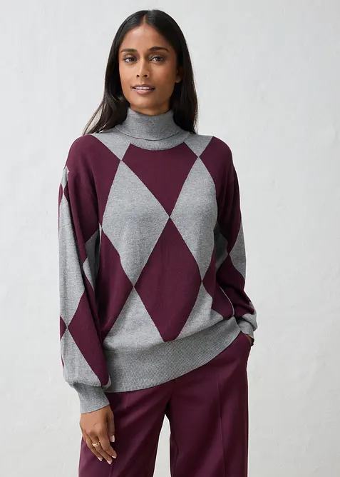 Maglione in filato fine a collo alto, bonprix