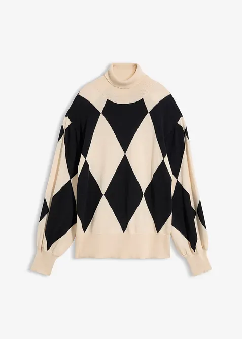 Maglione in filato fine a collo alto, bonprix