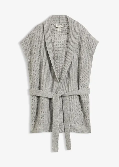 Gilet in maglia traforata di misto lana morbido, bonprix