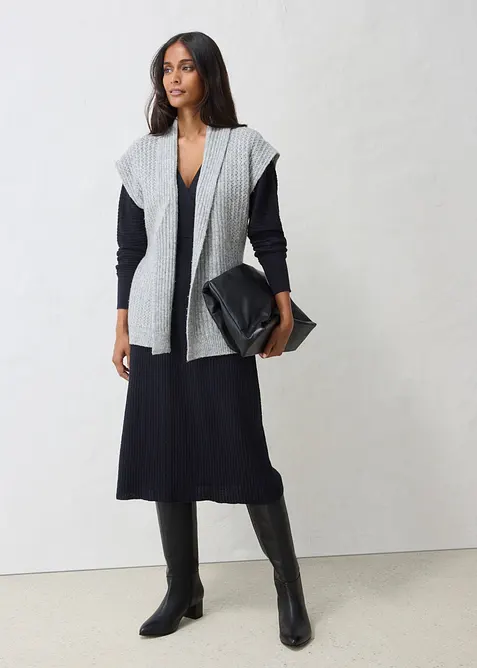 Gilet in maglia traforata di misto lana morbido, bonprix