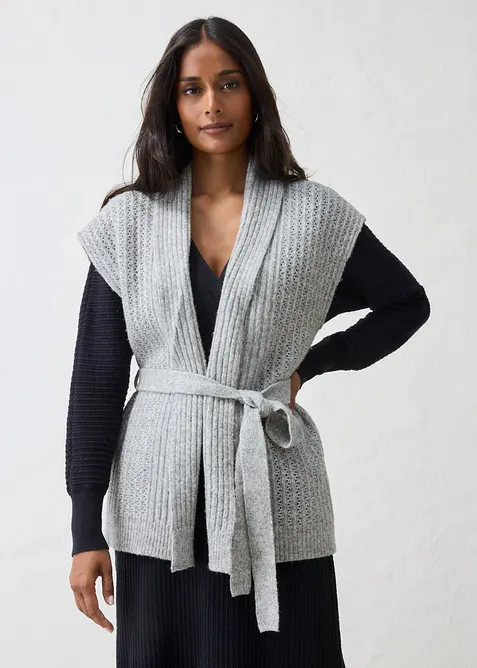 Gilet in maglia traforata di misto lana morbido, bonprix