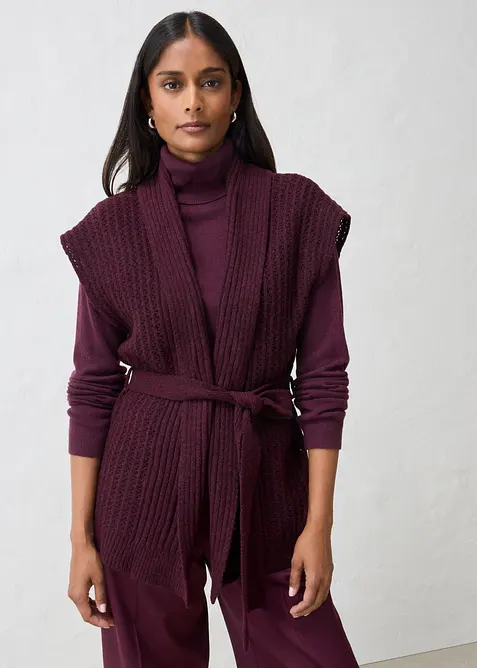 Gilet in maglia traforata di misto lana morbido, bonprix