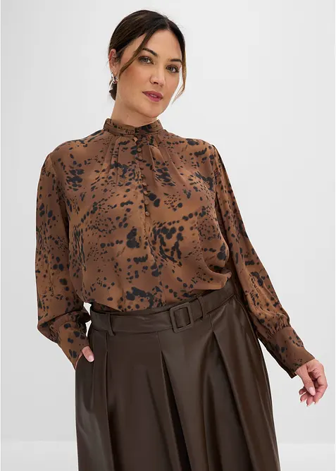 Blusa di chiffon con colletto dritto, bonprix