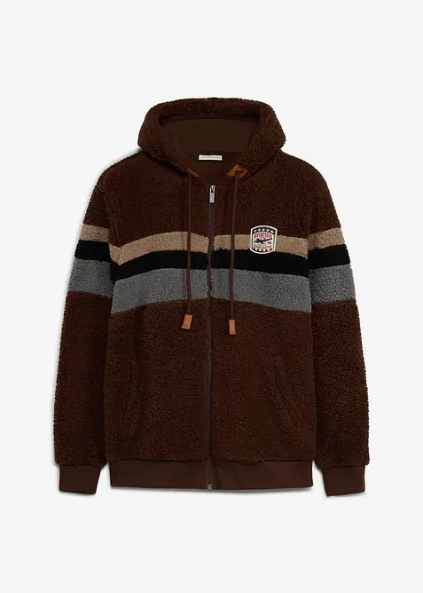 Giacca in pile teddy con cappuccio, bonprix
