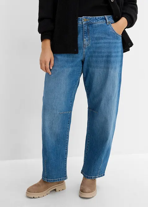 Jeans barrel, vita media, bonprix