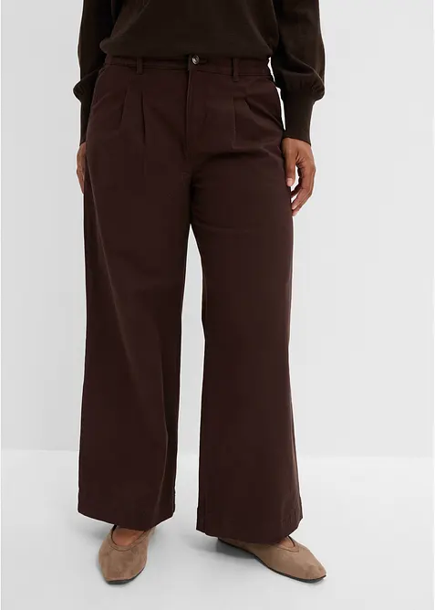 Pantaloni wide leg con pinces e vita comoda, bonprix