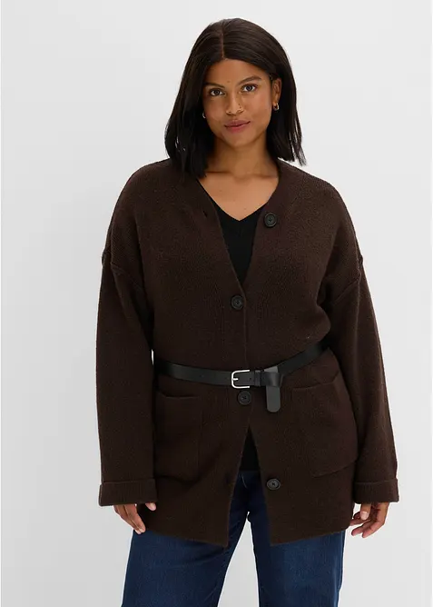Maxi cardigan con cintura, bonprix