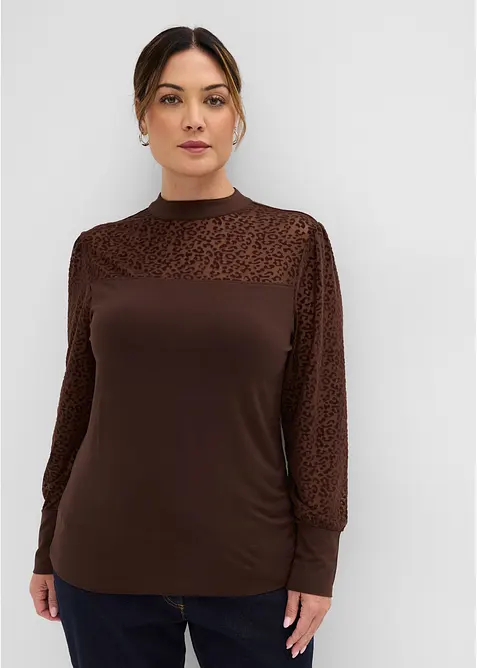 Maglia a maniche lunghe in misto viscosa morbido, bonprix