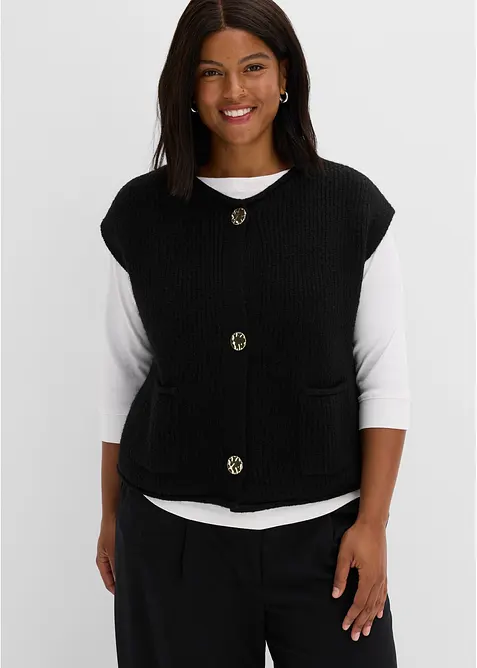 Gilet in maglia con bottoni decorativi, bonprix