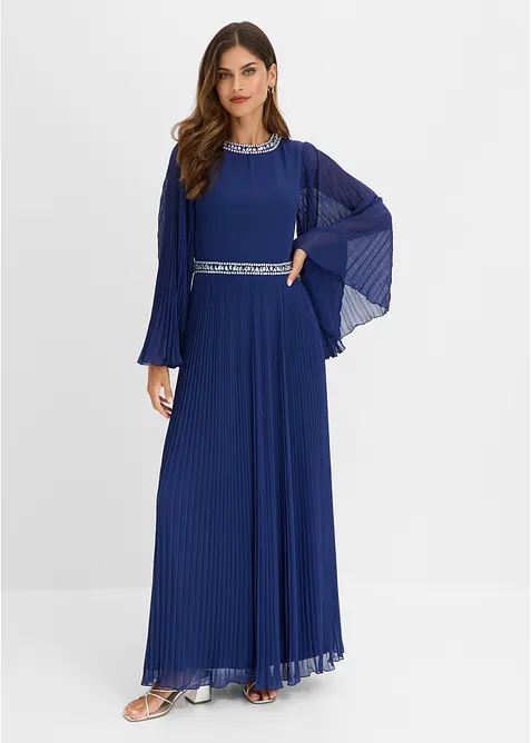 Abito da sera plissettato con strass, bonprix