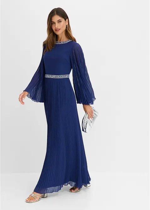 Abito da sera plissettato con strass, bonprix