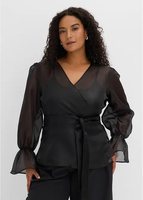 Blusa in tulle lucido, bonprix