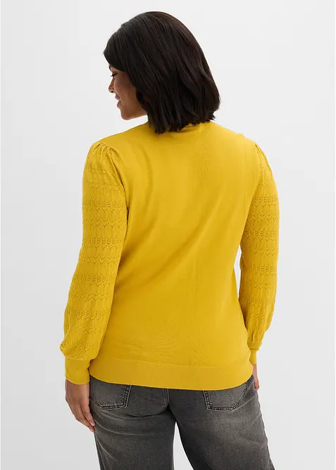 Maglione in filato fine con motivo traforato, bonprix