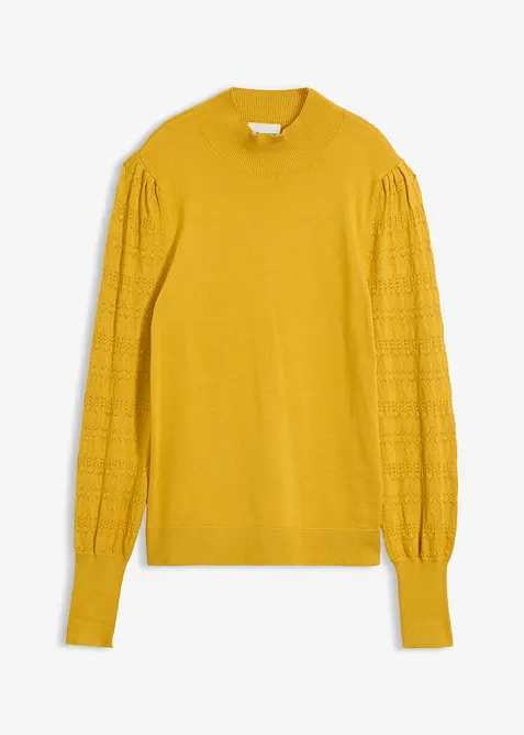 Maglione in filato fine con motivo traforato, bonprix