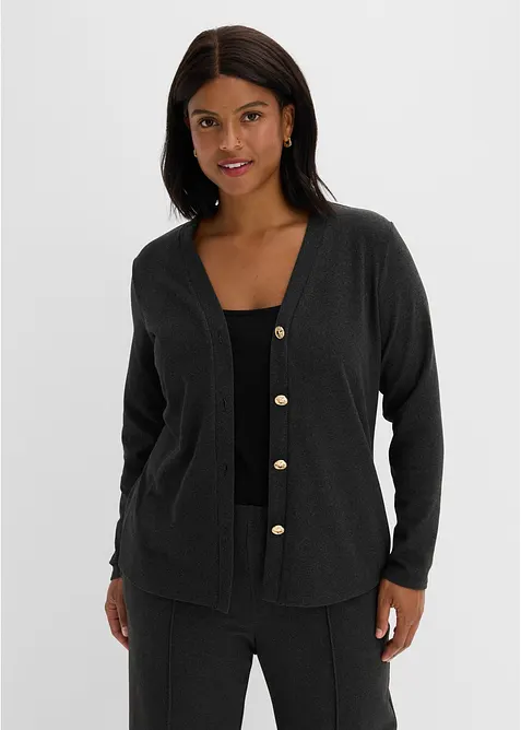 Cardigan in jersey morbido a coste, bonprix