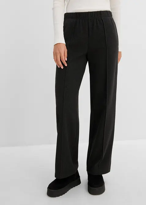 Pantaloni con elastico in vita in jersey morbido a coste, bonprix