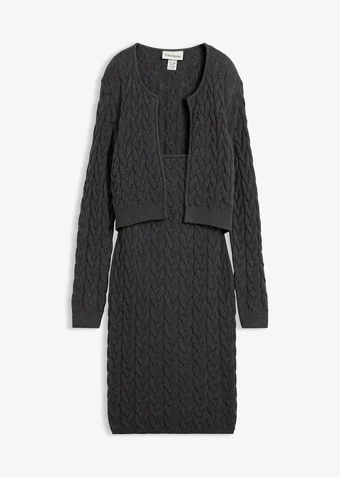 Abito in maglia con bolero applicato, effetto 2 in 1, bonprix