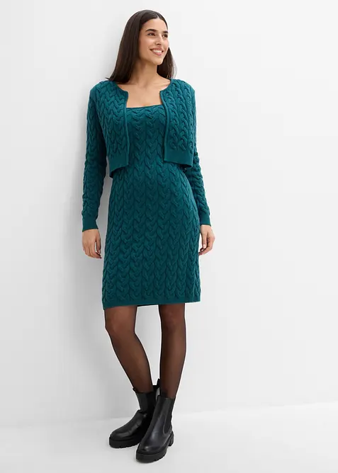 Abito in maglia con bolero applicato, effetto 2 in 1, bonprix