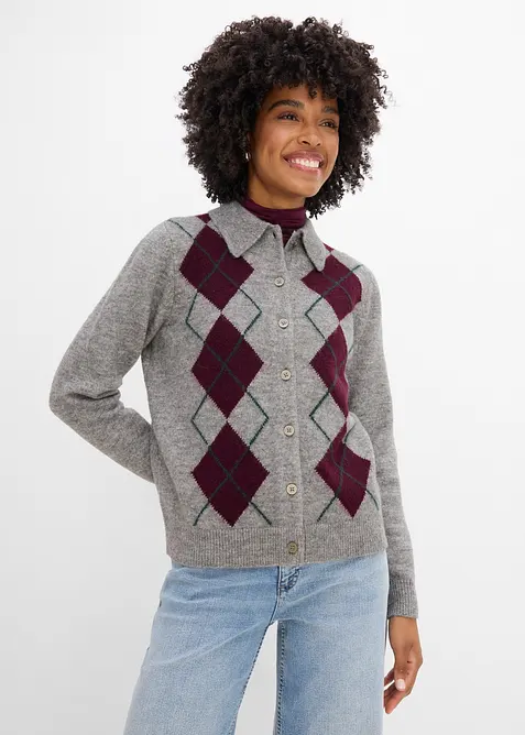 Cardigan con colletto polo, bonprix