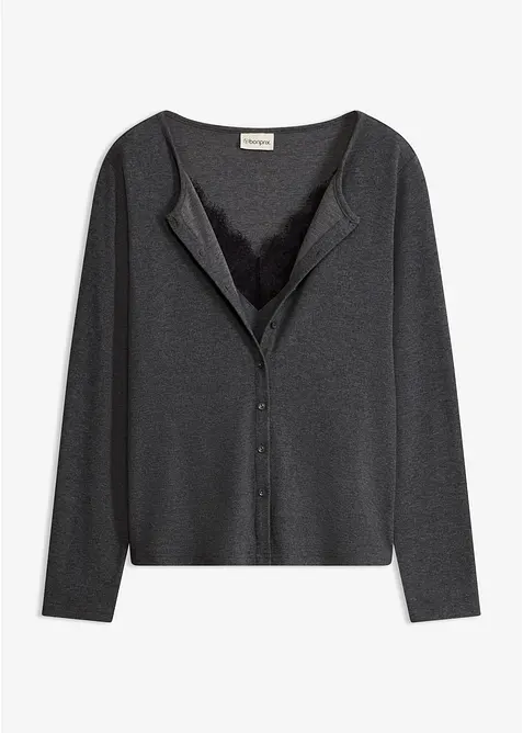 Maglia 2 in 1 con pizzo, bonprix