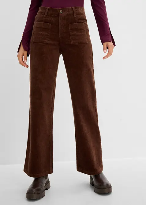 Pantaloni in velluto a coste di cotone elasticizzato, bonprix