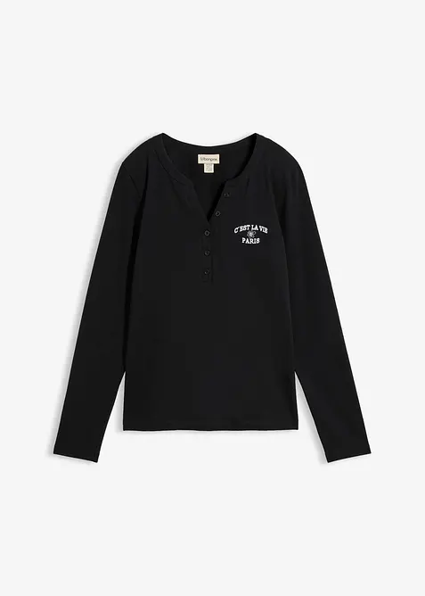 Maglia a maniche lunghe in misto cotone biologico elasticizzato, bonprix