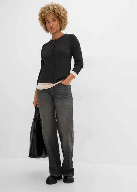 Cardigan in maglia fine 2 in 1 in misto viscosa, bonprix