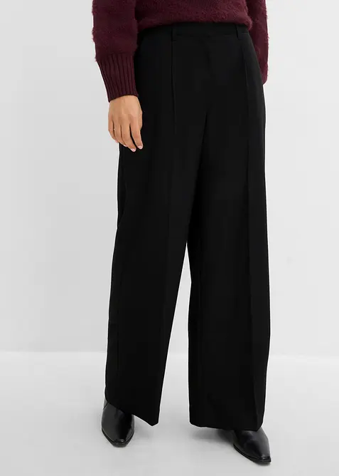Pantaloni larghi in simil lana misto viscosa, bonprix