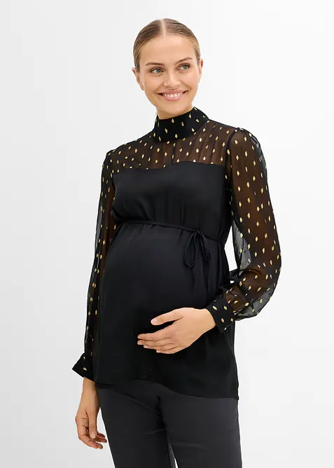 Blusa pr&eacute;maman elegante con maniche trasparenti, bonprix