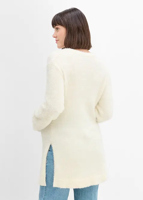 Maglione pr&eacute;maman 2 in 1 effetto peluche con spacchi laterali, bonprix