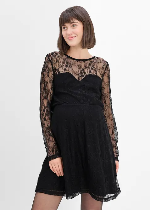 Abito pr&eacute;maman in pizzo e jersey, bonprix