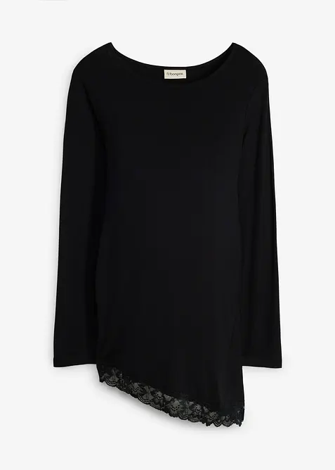 Maglia pr&eacute;maman elegante con pizzo al fondo, bonprix