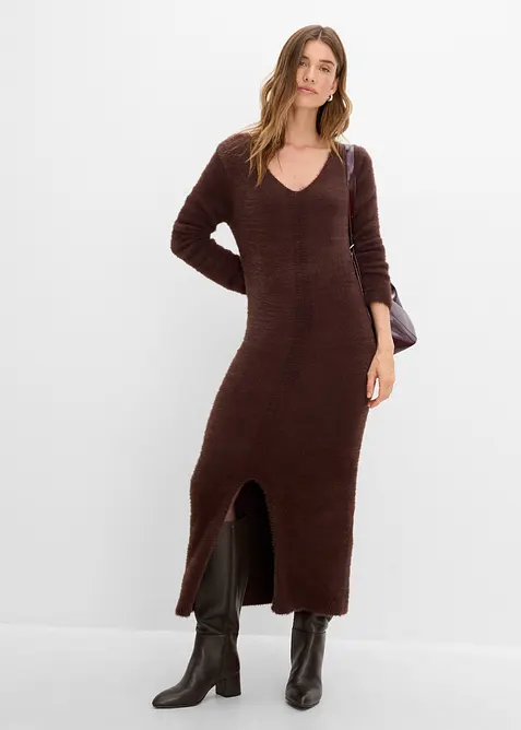 Abito midi in maglia a filato peloso, bonprix
