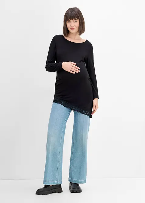 Maglia pr&eacute;maman elegante con pizzo al fondo, bonprix