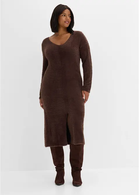 Abito midi in maglia a filato peloso, bonprix