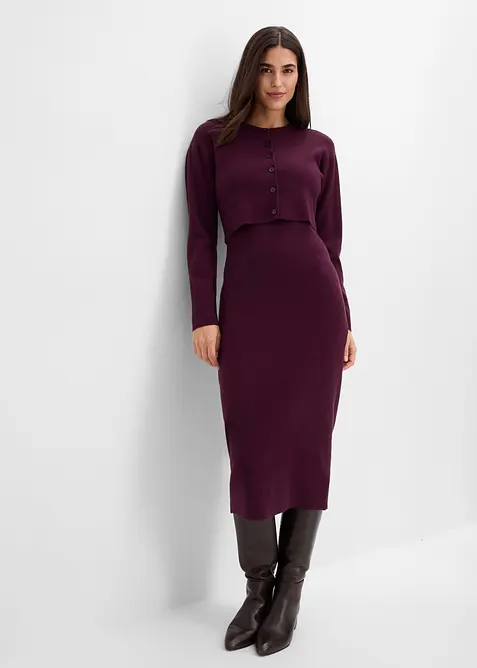 Abito e cardigan in jersey (set 2 pezzi), bonprix