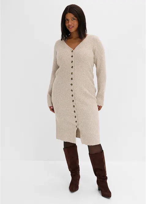 Abito midi in maglia con bottoni, bonprix