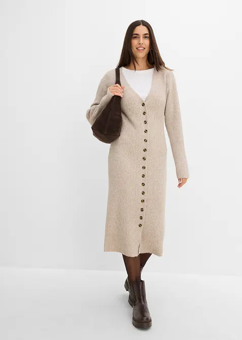 Abito midi in maglia con bottoni, bonprix